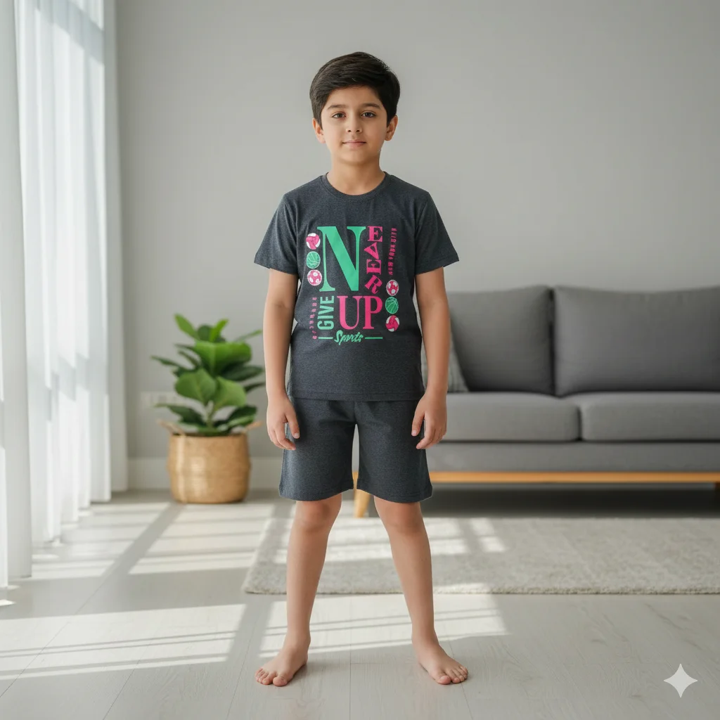 Kids – Black Shorts Track Suite For Boys