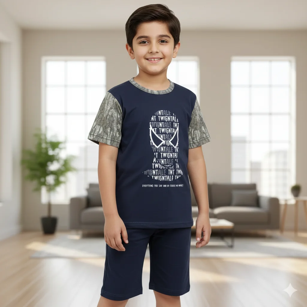 Kids – Black Character Shorts Track Suite For Boys - superman