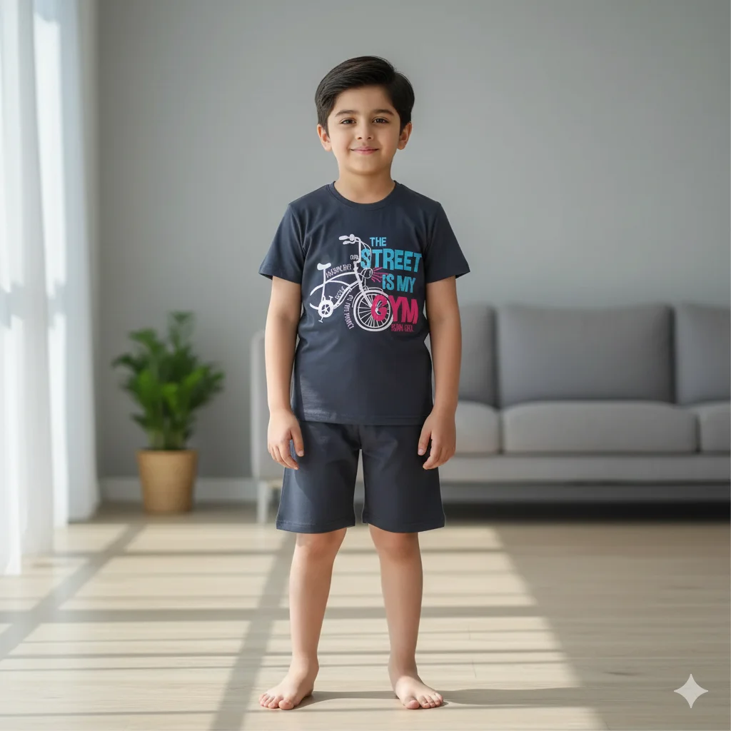 Kids – Black Shorts Track Suite Cycle For Boys