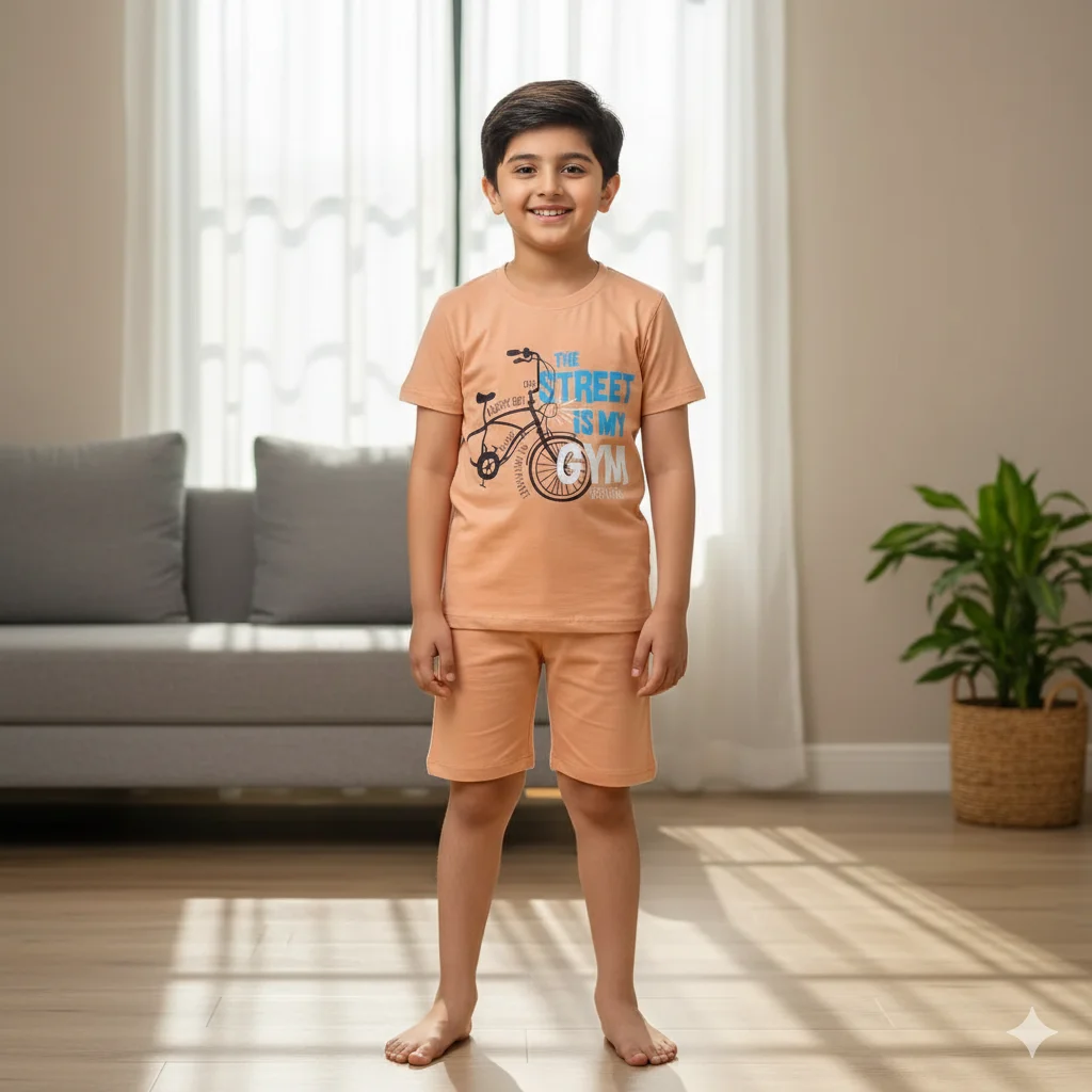 Kids – Orange Shorts Track Suite For Boys