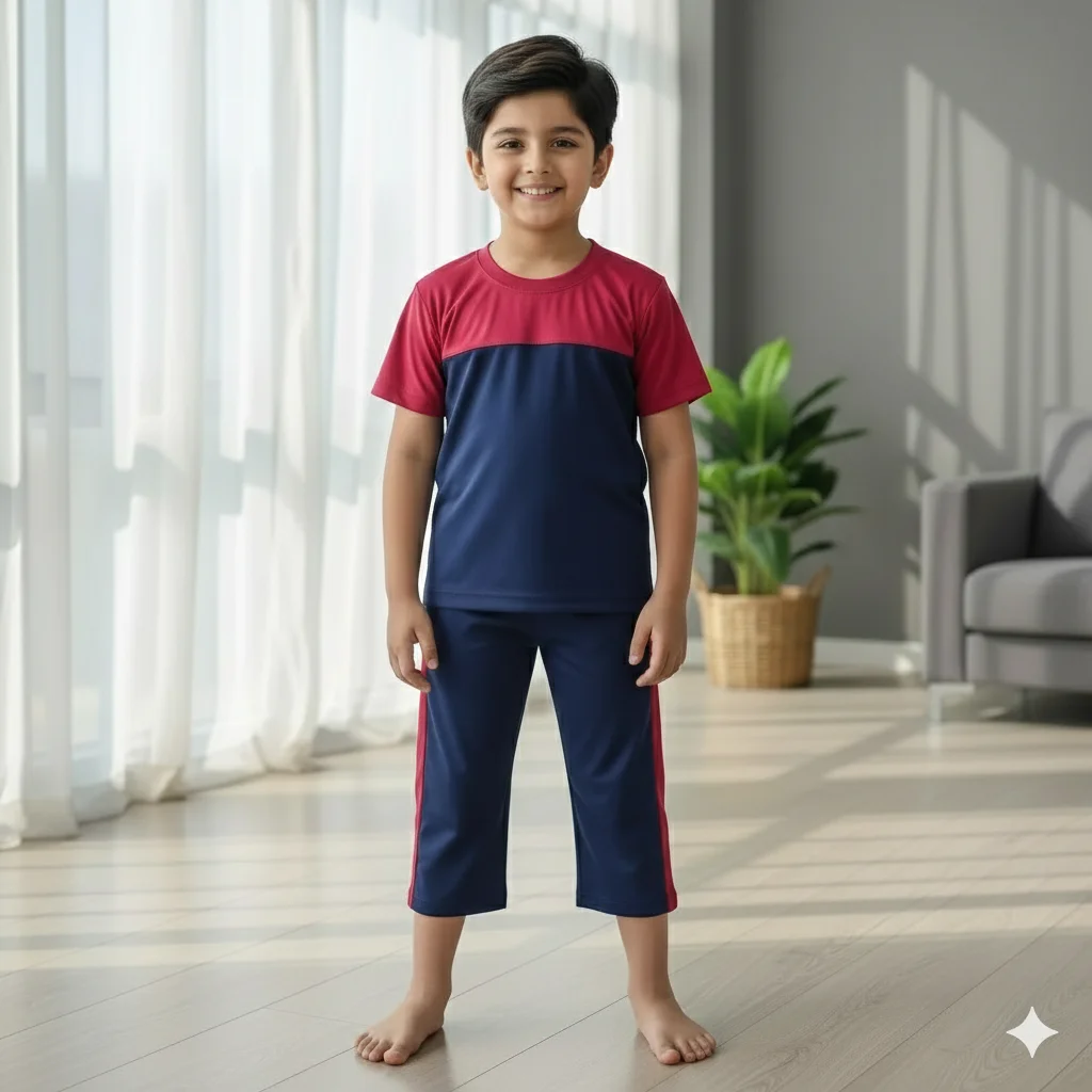Kids – Blue Plain, Red Long Nikkar/Shorts Active Wear/Dry Fit Track Suite For Boys