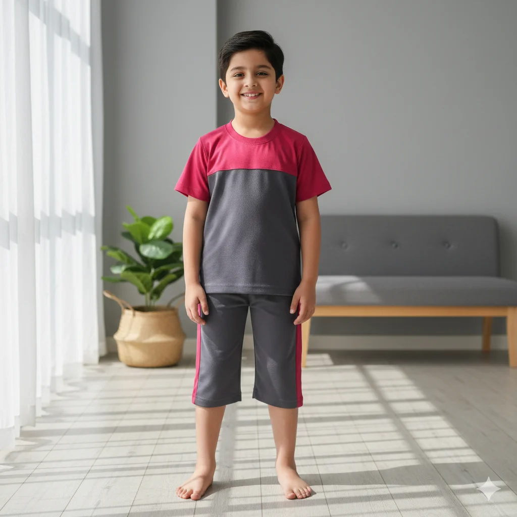 Kids – Brown Red Long Nikkar/Shorts Active Wear/Dry Fit Track Suite For Boys