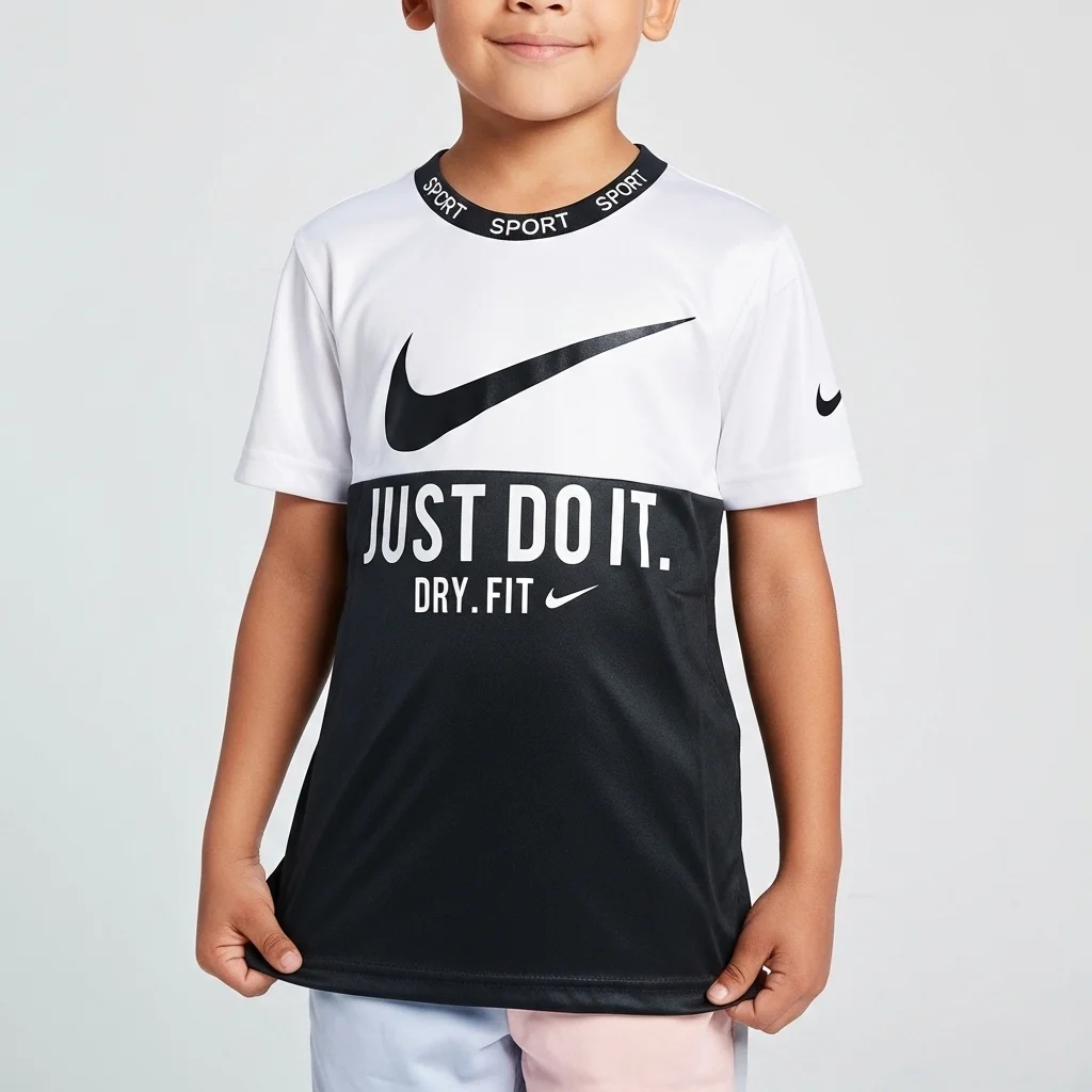 Kids Dry Fit White Blue Tee Shirt - Dry Fit