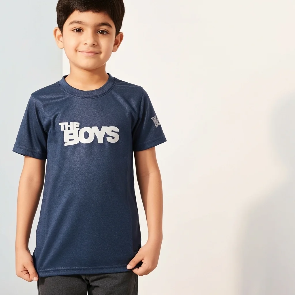 Kids Dry Fit Navy Blue Tee Shirt - Dry Fit
