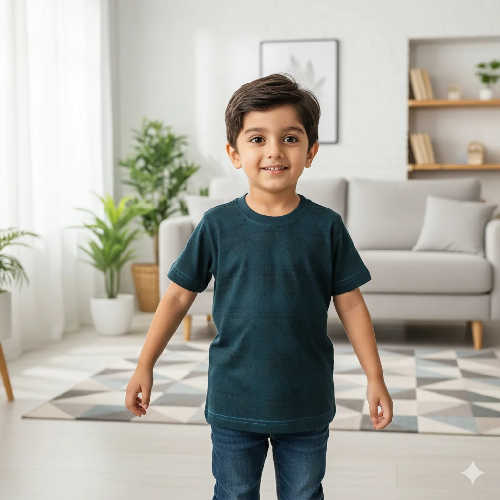 Kids Dark Green Tee Shirt - 100% Cotton